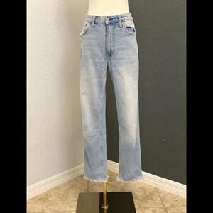 Abercrombie & Fitch Trendy Mid Rise Distressed Light Wash Jeans
